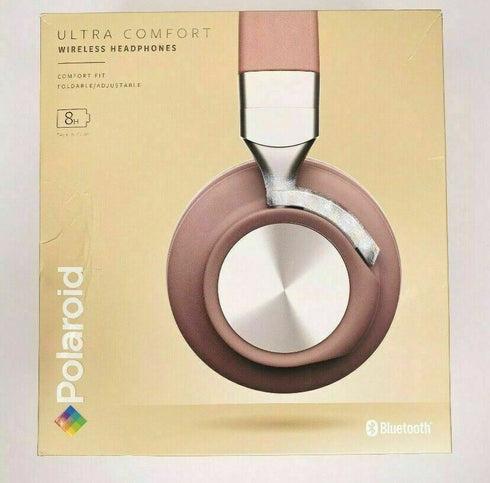 Polaroid Wireless Headphones Ultra Comfort Foldable Bluetooth Rose Gold